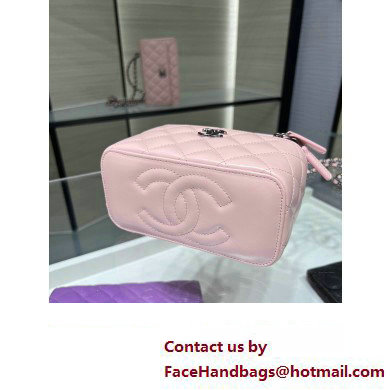 chanel Shiny Crumpled Calfskin, Strass  &  Ruthenium-Finish Metal Clutch with Chain AP3593 pink 2023